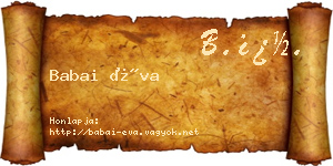 Babai Éva névjegykártya