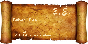 Babai Éva névjegykártya